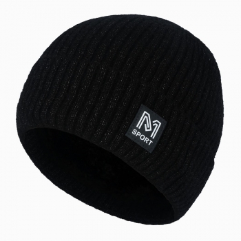 One pc stylish new letter m labeling warm knitted beanie 56-58cm