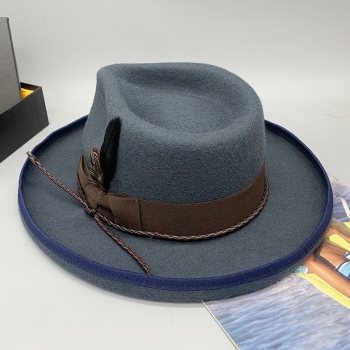 one pc stylish new feather bow decor wool felt top hat 56-58cm