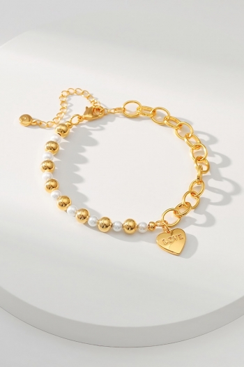 one pc pearl heart letter pendant cutout bracelets(perimeter:16.5cm)