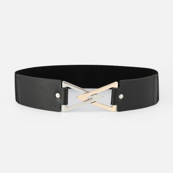 slight stretch triangle buckle pu patchwork belt (length:65cm,width:5cm)