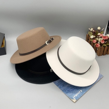one pc stylish new 3 colors pu band decor top hat 55-57cm
