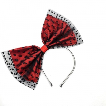 one pc polka dots print oversized bow hair hoop(length:29cm)