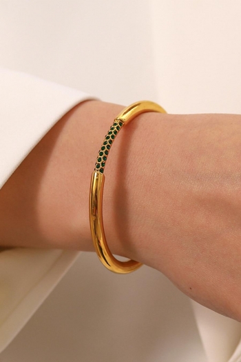 one pc rhinestone decor stylish stainless steel cuff bracelet (width:0.5cm)