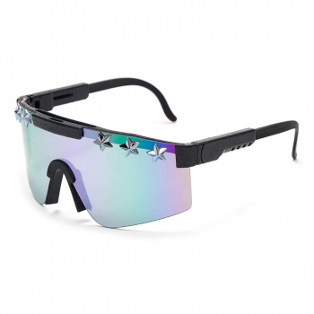 large frame outdoor cycling five-pointed star electroplating film sunglasses