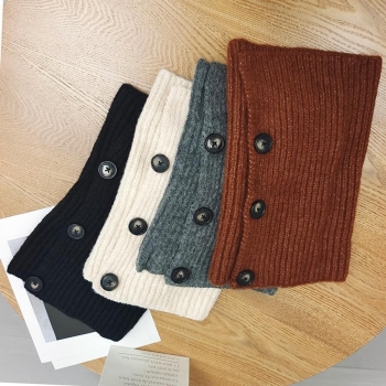 one pc stylish new 4 colors ribbed knit button decor scarves 56-58cm