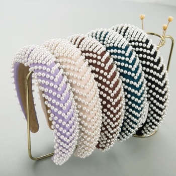 one pc retro 6 colors pearl decor baroque hair hoop(width:3.5cm)