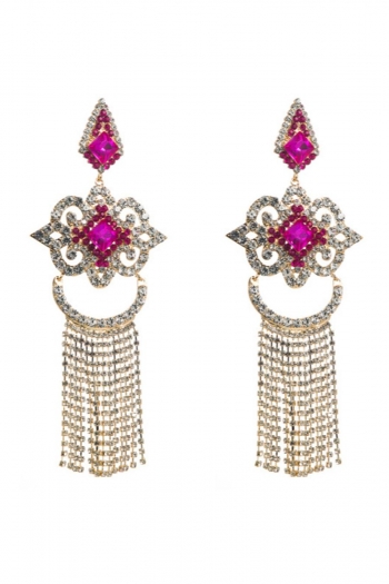 one pair stylish 3 colors rhinestone tassels long earring(length:16cm)