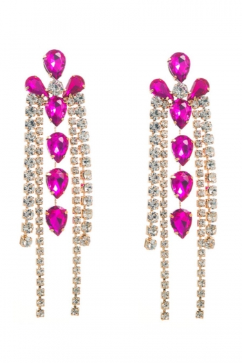 one pair stylish 9 colors rhinestone chain long earring(length:11.8cm)