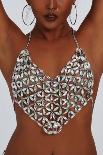 one pc clorful crystals snowflake halter body chain (neck circumference:72+15cm)
