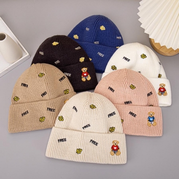 one pc letter bead embroidery knitting hat 55-59cm