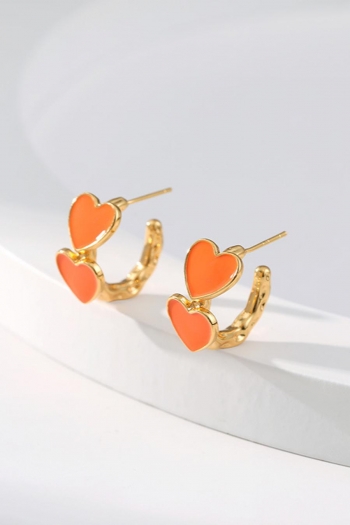 one pair heart dripping oil rhinestone earrings(length:1.4 cm)