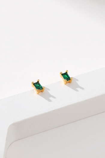 one pair rectangle rhinestone earrings(length:0.6cm)