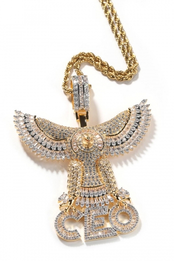 one pc hip hop rhinestone letter eagle pendant necklace(length:60cm)
