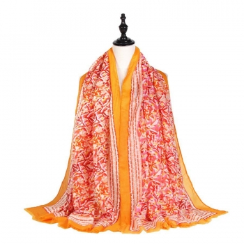 one pc new 6 colors satin stylish floral batch print scarf 90*180cm