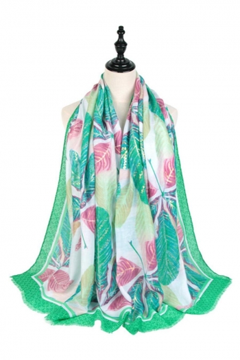 one pc new 6 colors leaf printing stylish all-match satin scarf 90*180cm