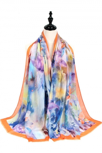 one pc new 6 colors stylish flower batch print satin all-match scarf 90*180cm