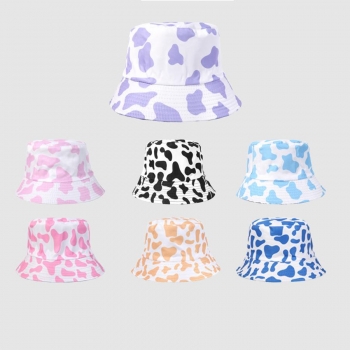 one pc new 8 colors cow printing stylish all-match bucket hat 56-58cm