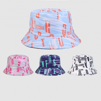 one pc new 4 colors letter graffiti print stylish casual bucket hat 56-58cm