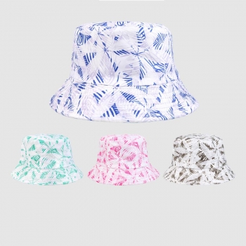 one pc new 4 colors coconut leaf print stylish bucket hat 56-58cm