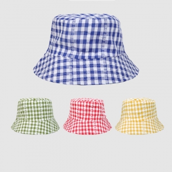 one pc new 4 colors plaid printing all-match stylish bucket hat 56-58cm