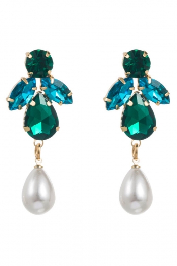 one pair new 4 colors rhinestone pearl decor earrings(length:4.7cm)