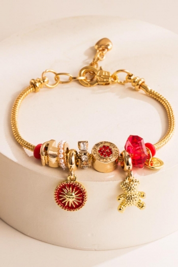 one pc bear sun smiley face pearl crystal creative bracelet (length:16.5+3.5cm)