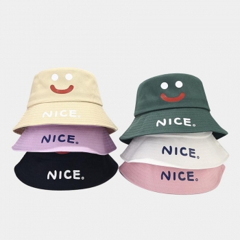 one pc artsy style smiley face letter printing sun protection bucket hat 56-58cm