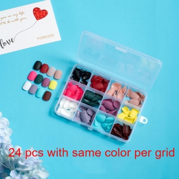 two hundred and eighty eight pcs 12 colors matte round armor fake nails x3 boxes(contain 36 pcs tapes)