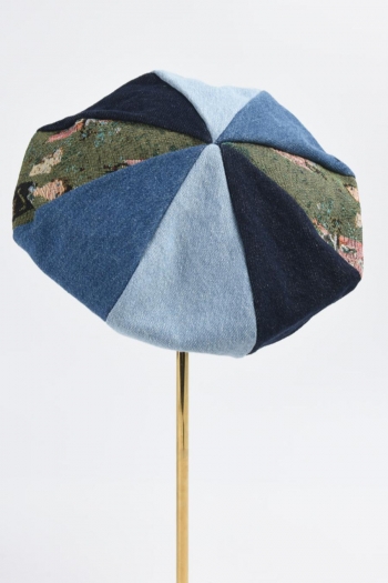 one pc artsy style denim color block beret 56-58cm