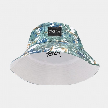 one pc stylish plantain tree printing letter embroidery reversible bucket hat 58-60cm