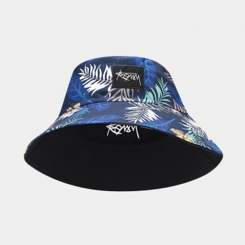 one pc casual leaf floral print letter embroidery reversible bucket hat 58-60cm