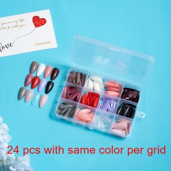 two hundred and eighty eight pcs 12 colors water drops glossy fake nails x3 boxes(contain 36 pcs tapes)