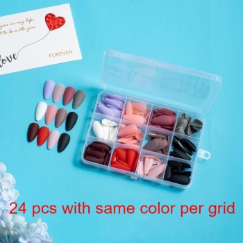 two hundred and eighty eight pcs 12 colors matte water drops fake nails x3 boxes(contain 36 pcs tapes)