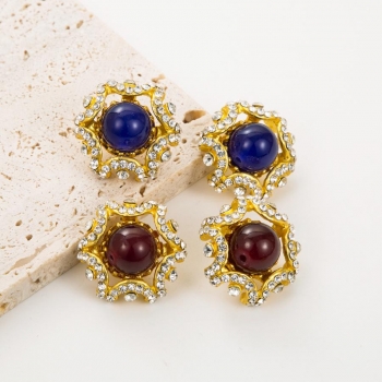 one pair bead rhinestone earrings(length:3cm)