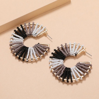one pair stylish  2 colors fan shape beaded retro earrings(length:5cm)