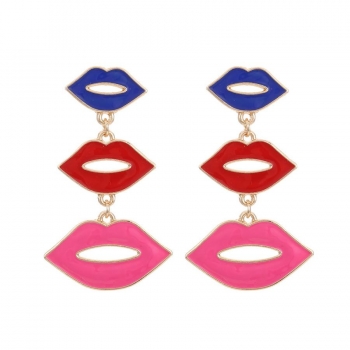 one pair 2 colors lip shape pendant earrings(length:5.9cm)