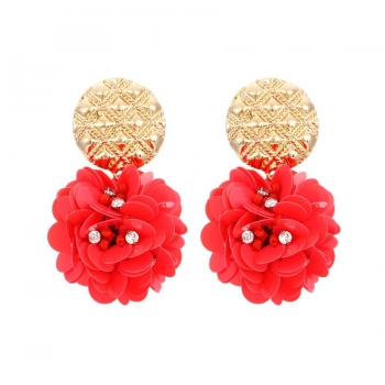 one pair bohemian handwoven bouquet rhinestone earrings(length:7cm)