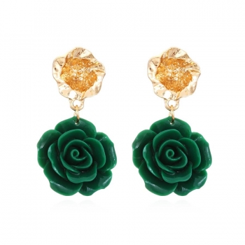 one pair simple flower alloy earrings(length:5cm)