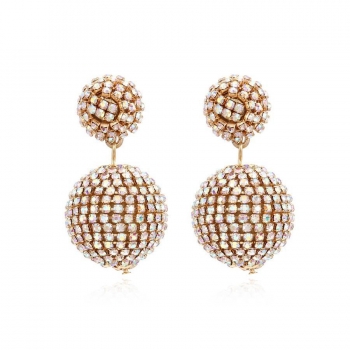 One pair spherical rhinestone earrings(length:4.5cm)