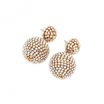 One pair spherical rhinestone earrings(length:4.5cm)
