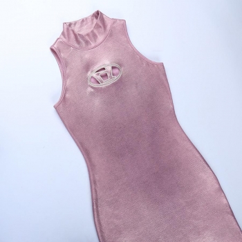 Sexy stretch cut out embroidery slim mini dress