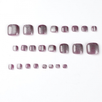 Twenty four pcs simple cat eye foot fake nails x3 boxes(contain 3 pcs tapes)