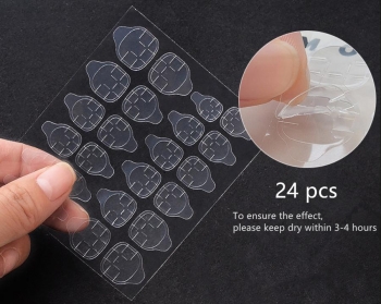 Twenty four pcs white border flower leaf printing fake nails x3 boxes(contain 3 pcs tapes)