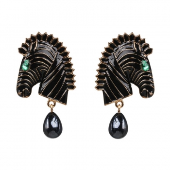 One pair best sellers alloy horse pearl earrings(length:5.5cm)