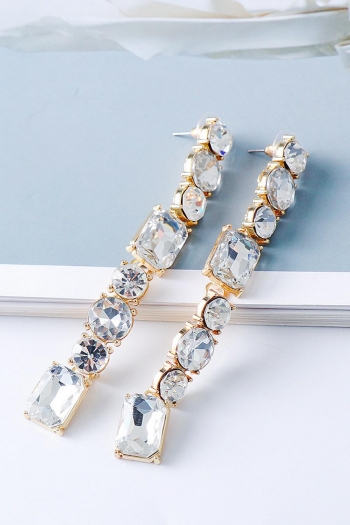 One pair geometry rhinestone earrings(length:9cm)