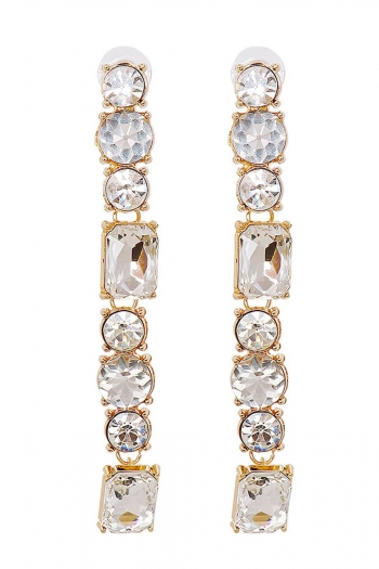 One pair geometry rhinestone earrings(length:9cm)