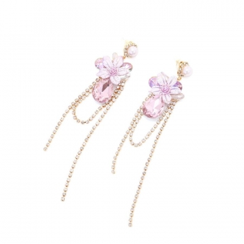One pair pearl rhinestone chain earrings(length:10.5cm)