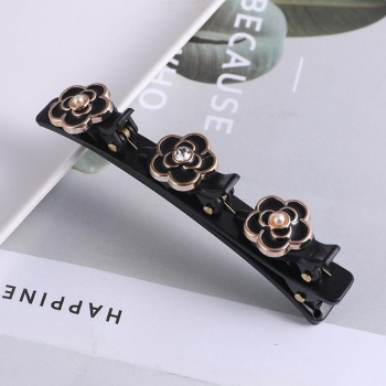 one pc rhinestone pearl rose double layer hair clip(length:9cm)
