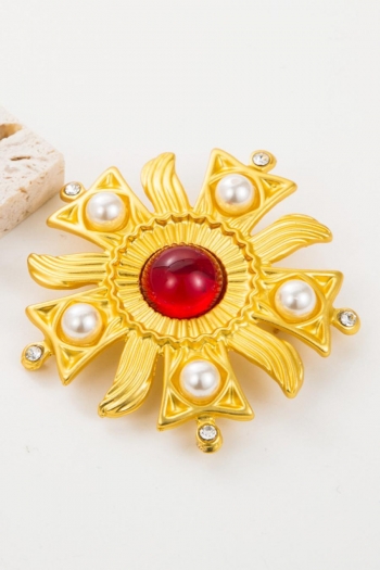 one pc new stylish retro pearl geometric all-match brooches(length:7.3cm)