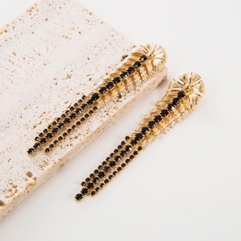 One pair new stylish trend rhinestone tassel personality earrings(length:11.2cm)